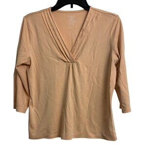 L.L. Bean M/P Supima Cotton V-Neck Peach Outdoor Hiking Top